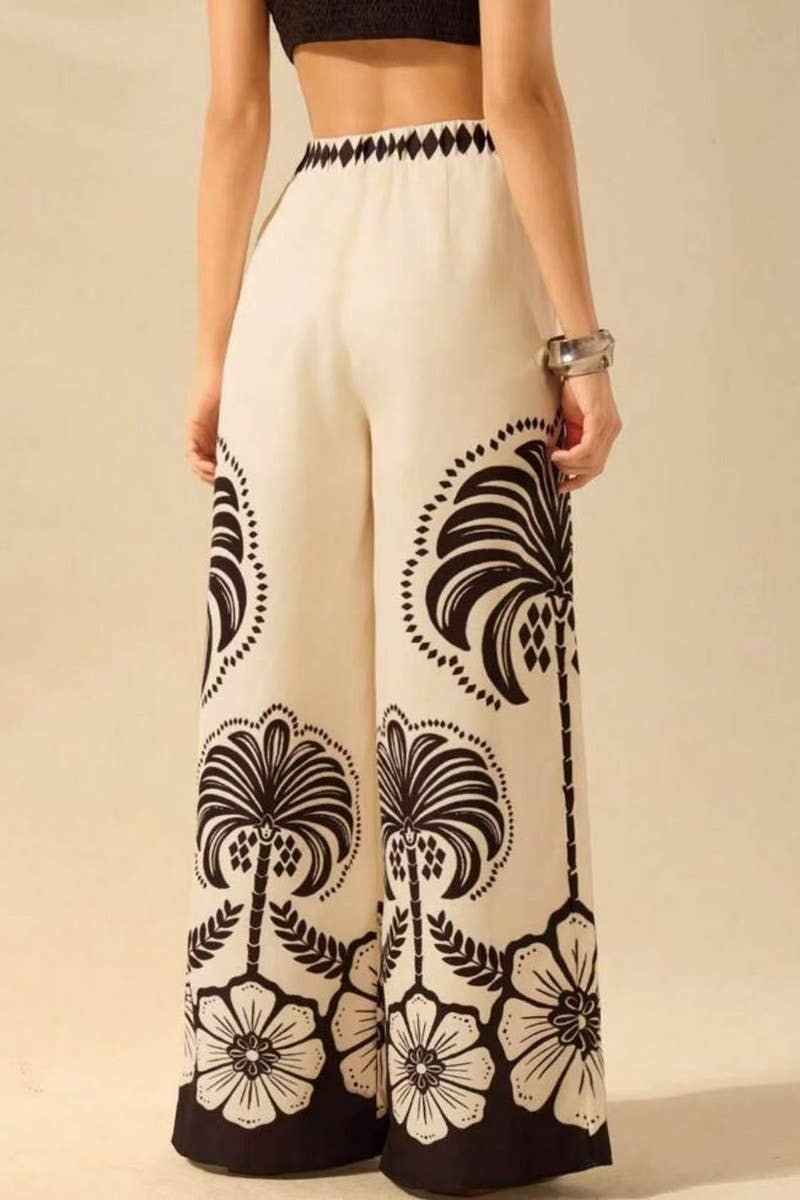 CWBLP2032_FLORAL PRINT LOOSE HIGH-WAIST WIDE LEG PANTS