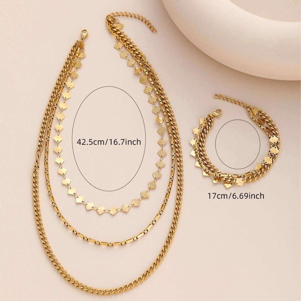 MULTI-LAYER DIAMOND GOLD-PLATED NON-FADING NECKLACE