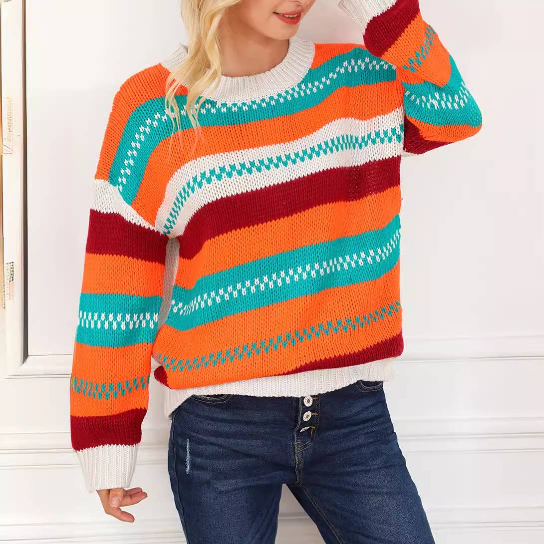STRIPED CREW-NECK SHIRT IN CONTRASTING COLORS