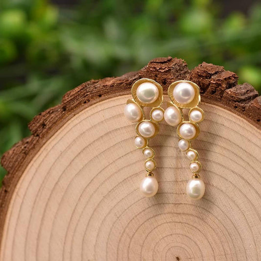 NATURAL FRESHWATER PEARL LONG EARRINGS FOR WOMEN