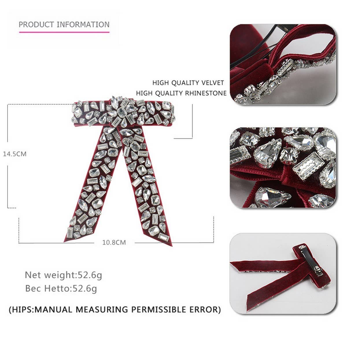 DIAMOND BOW HAIR ACCESSORY TOP CLIP PONYTAIL CLIP