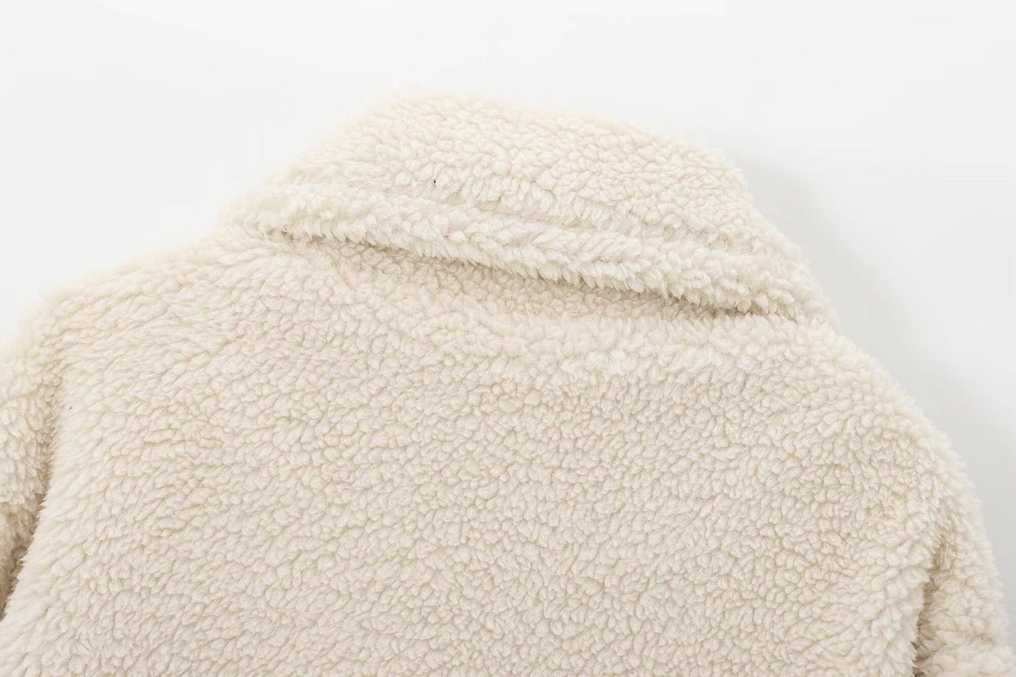 Solid-color lapel woolen overcoat coat