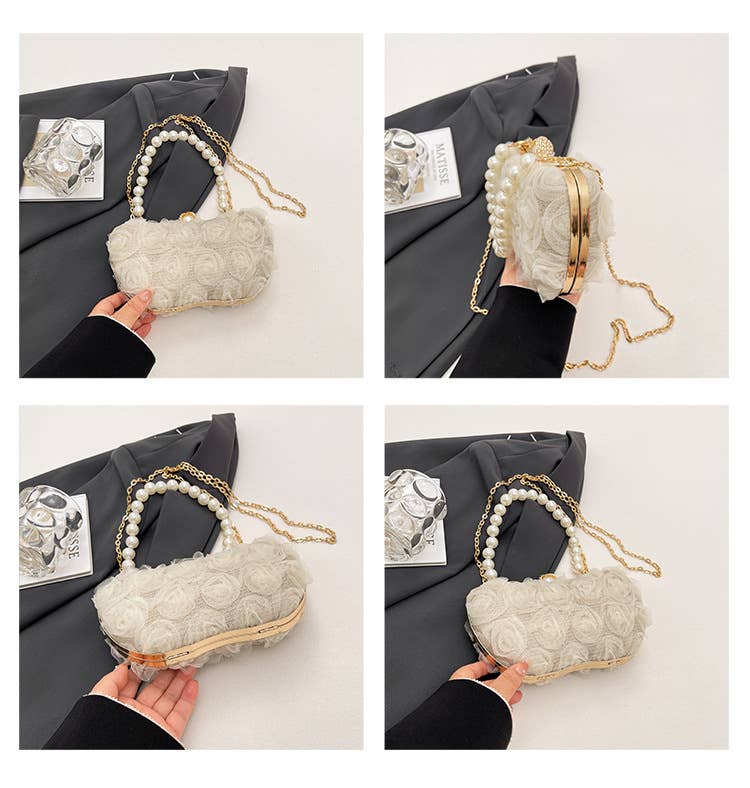 Floral hand-held Chinese-style crossbody bag