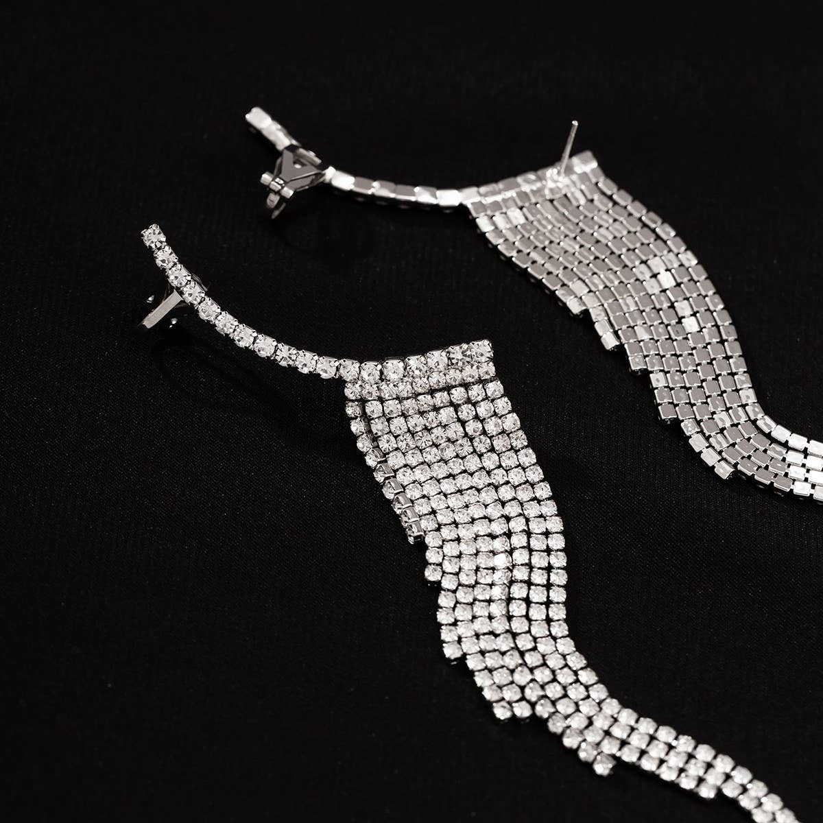 FRENCH STYLE TASSEL RHINESTONE EARRINGS