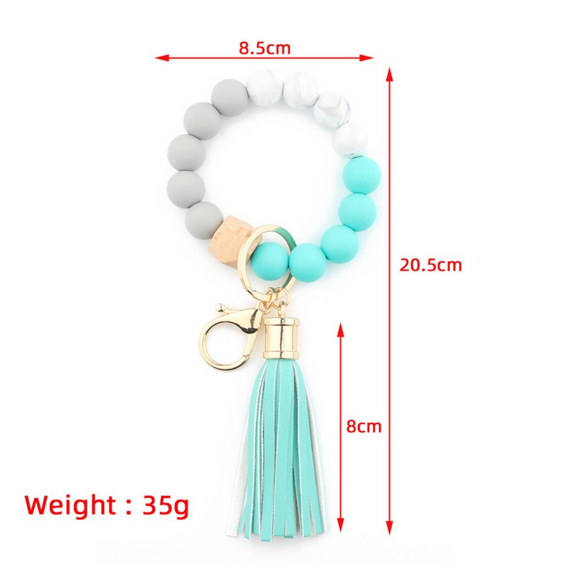 Silicone Bead Bracelet with Beech Wood Keychain_CWAB5011