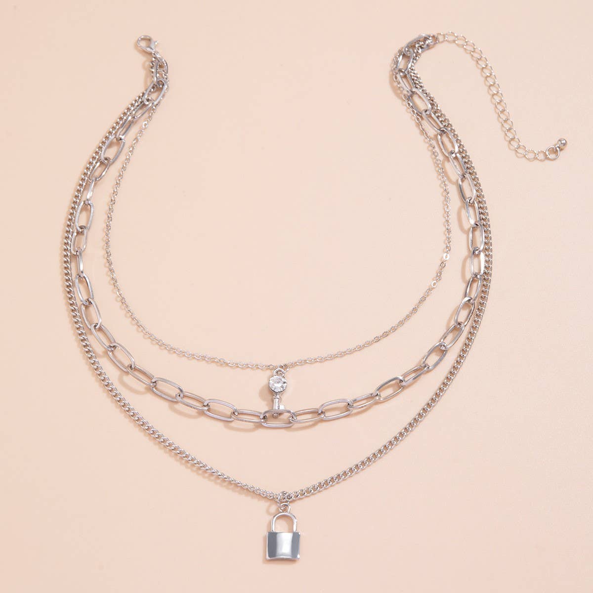 MINIMALIST LOCK KEY PENDANT NECKLACE