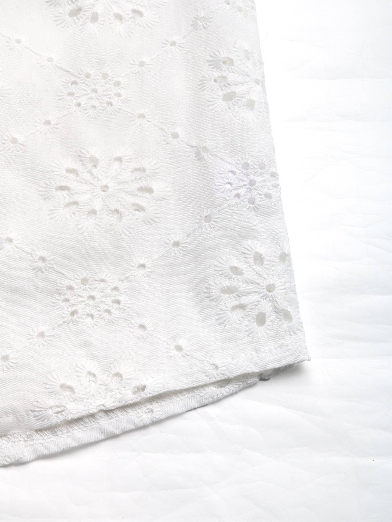 V-Neck Lace Jacquard Flutter Sleeve Blouse