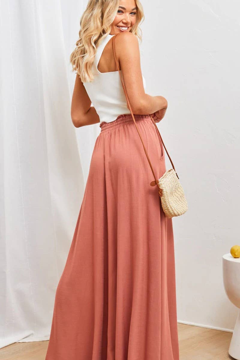 CWBLP0710_CASUAL ELASTIC WAIST WIDE LEG PANTS