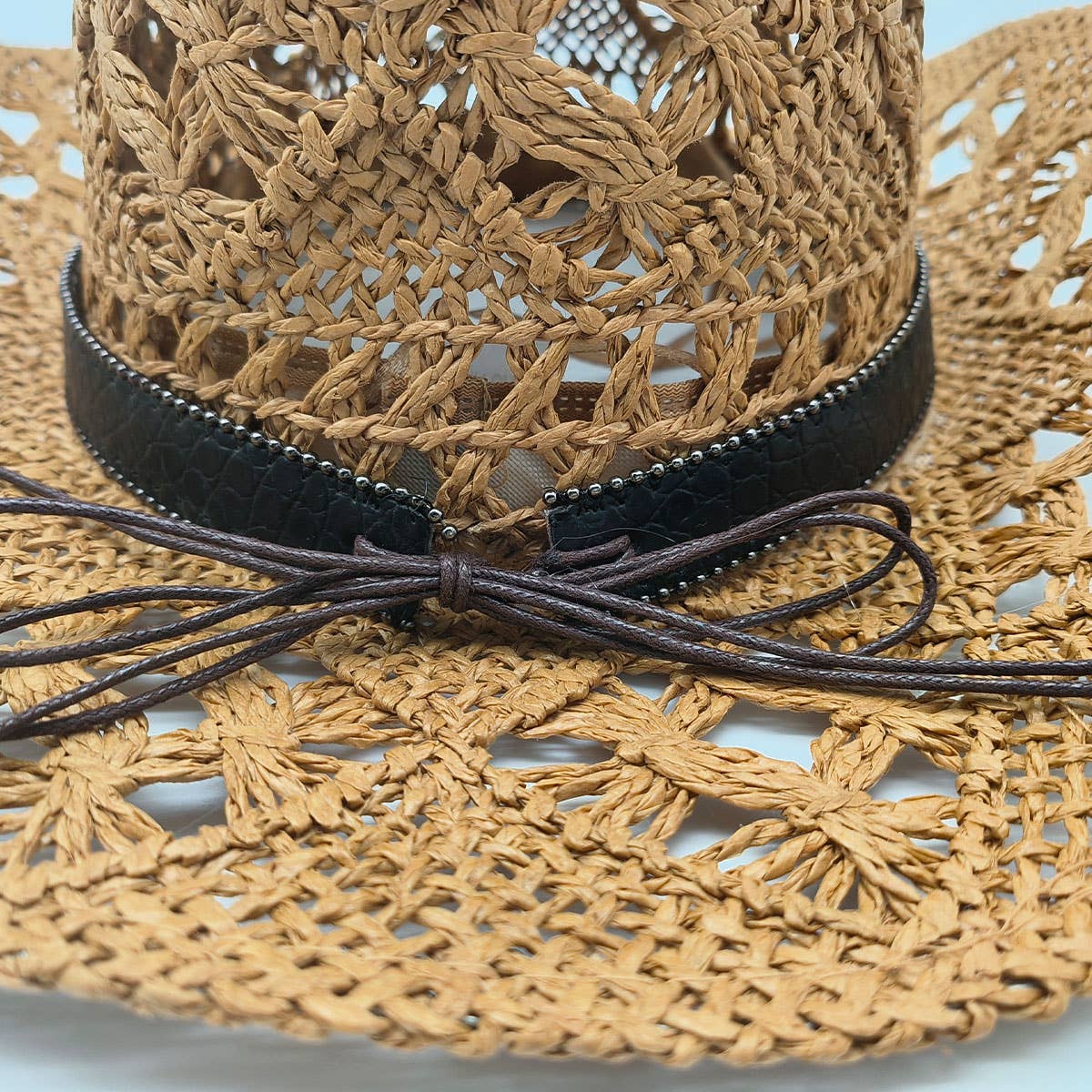 Cowboy Straw Hat with Turquoise Belt Decor_CWAH1252