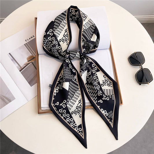 THIN AND NARROW FASHION DECORATIVE SILK HEADSCARF