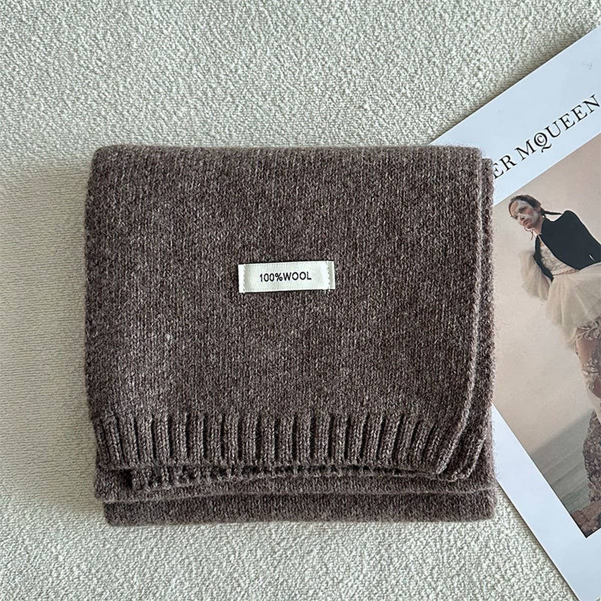 Wool Knit Narrow Scarf - Warm Winter Neck Scarf_CWASC2279