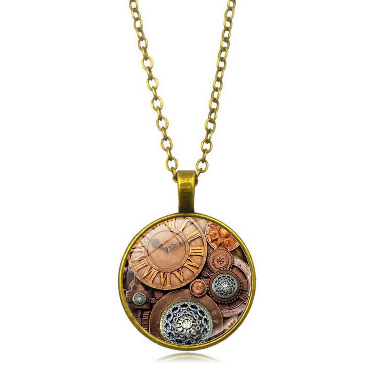 STEAMPUNK MECHANICAL TIME GEM NECKLACE JEWELRY_CWAJE0699