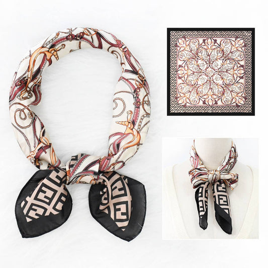 Vintage Floral Paisley Satin Scarf for Fall