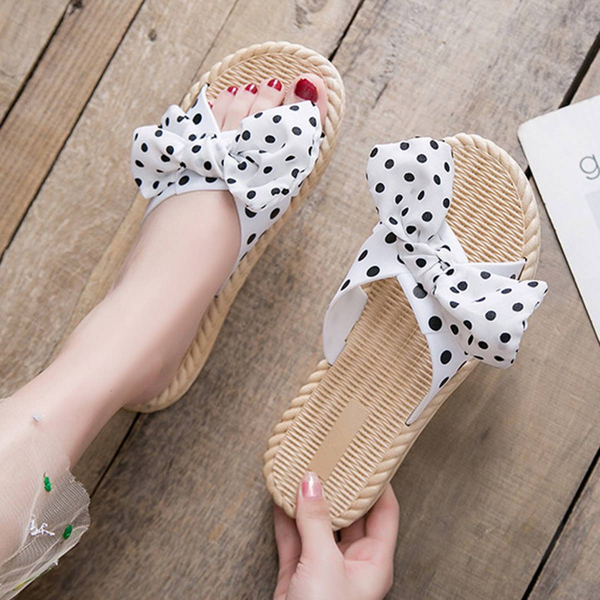 BOW DECORATED NON-SLIP SLIPPERS FOR WOMENS_CWSHS0675