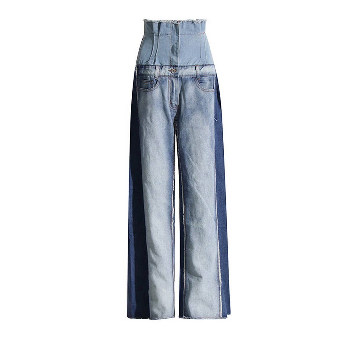 WOMENS HIGH WAISTED WIDE LEG LOOSE FITTING JEANS