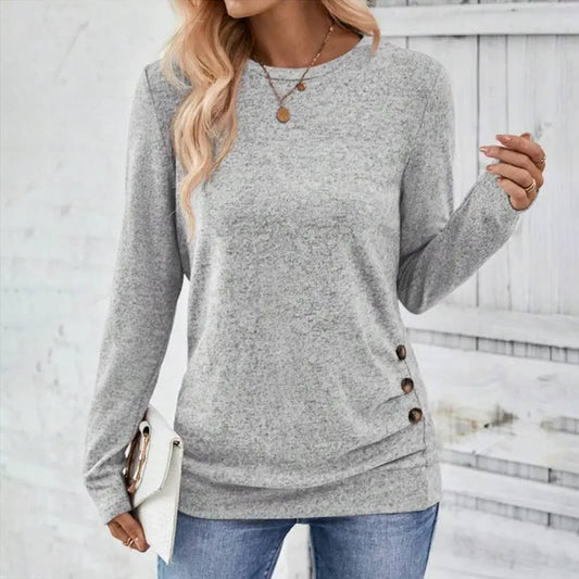 SOLID COLOR LONG-SLEEVED CUT-OUT CASUAL SHIRT