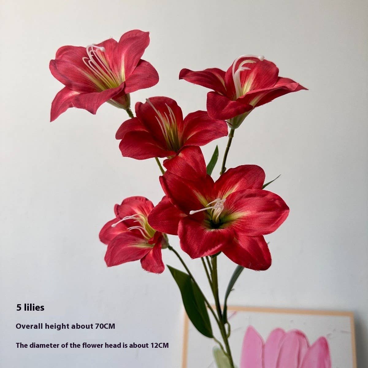 Artificial Amaryllis Lily Stem with 5 Blooms_CWMM6503