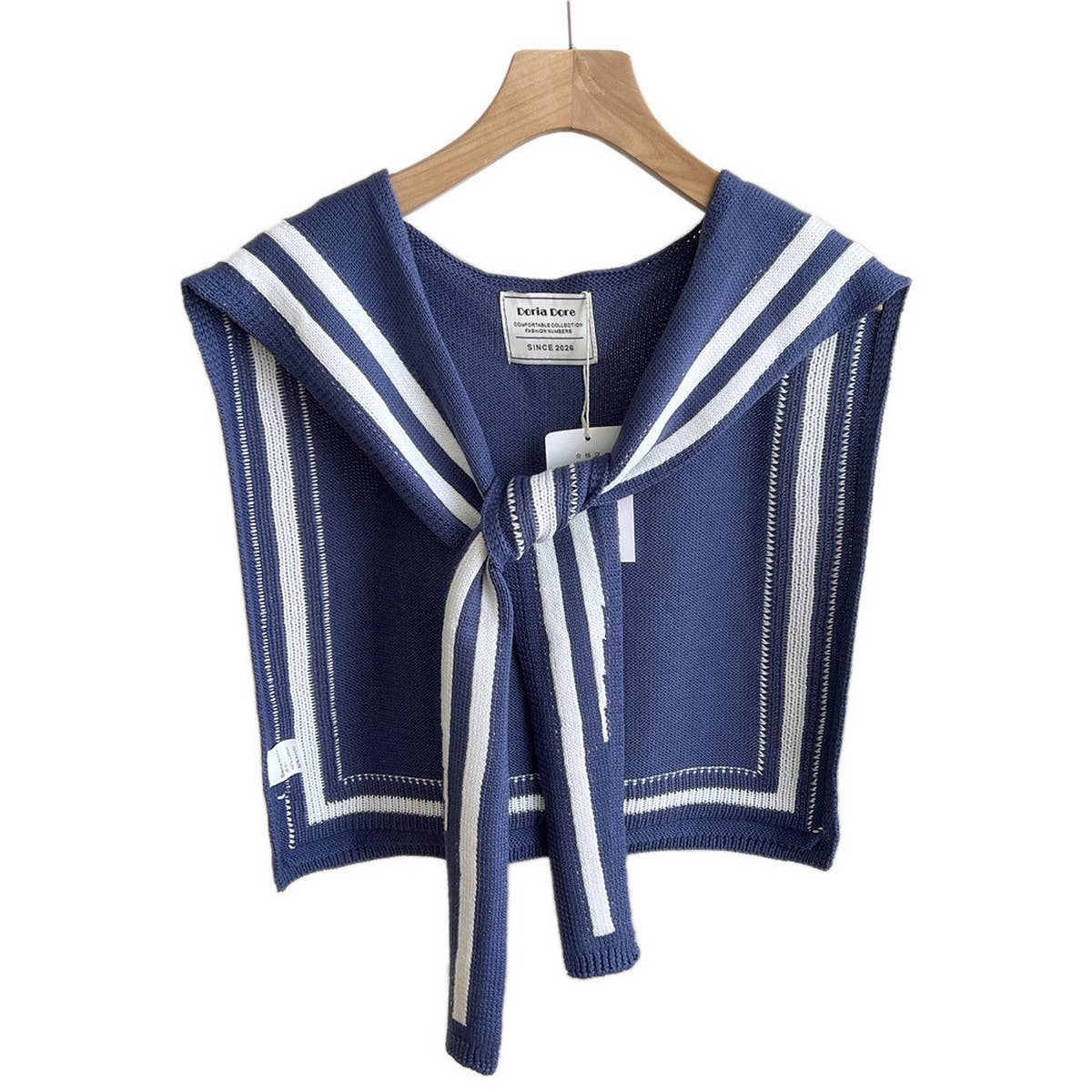 DOUBLE ROW STRIPED FRAME KNITTED SHAWL