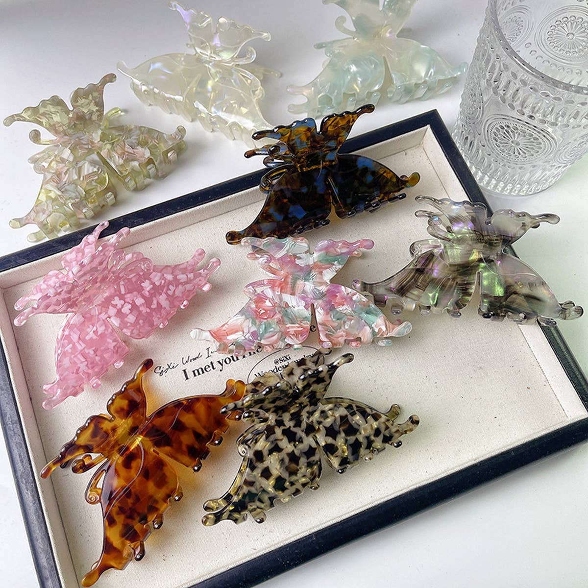 Vintage 3D Butterfly Hair Claw French Acetate Clip_CWAHA1335