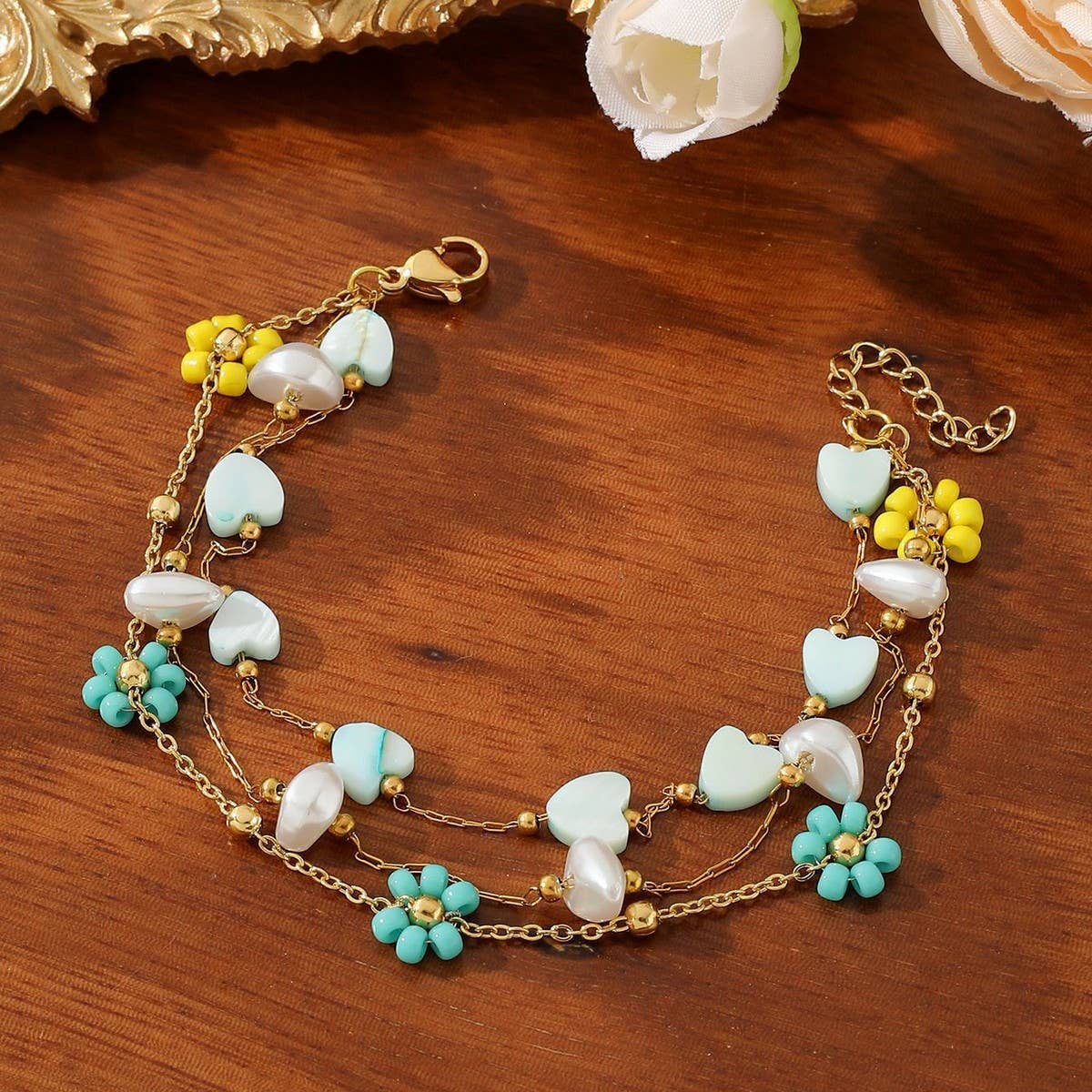 CRYSTAL PETALS 18K GOLD PLATED BRACELET