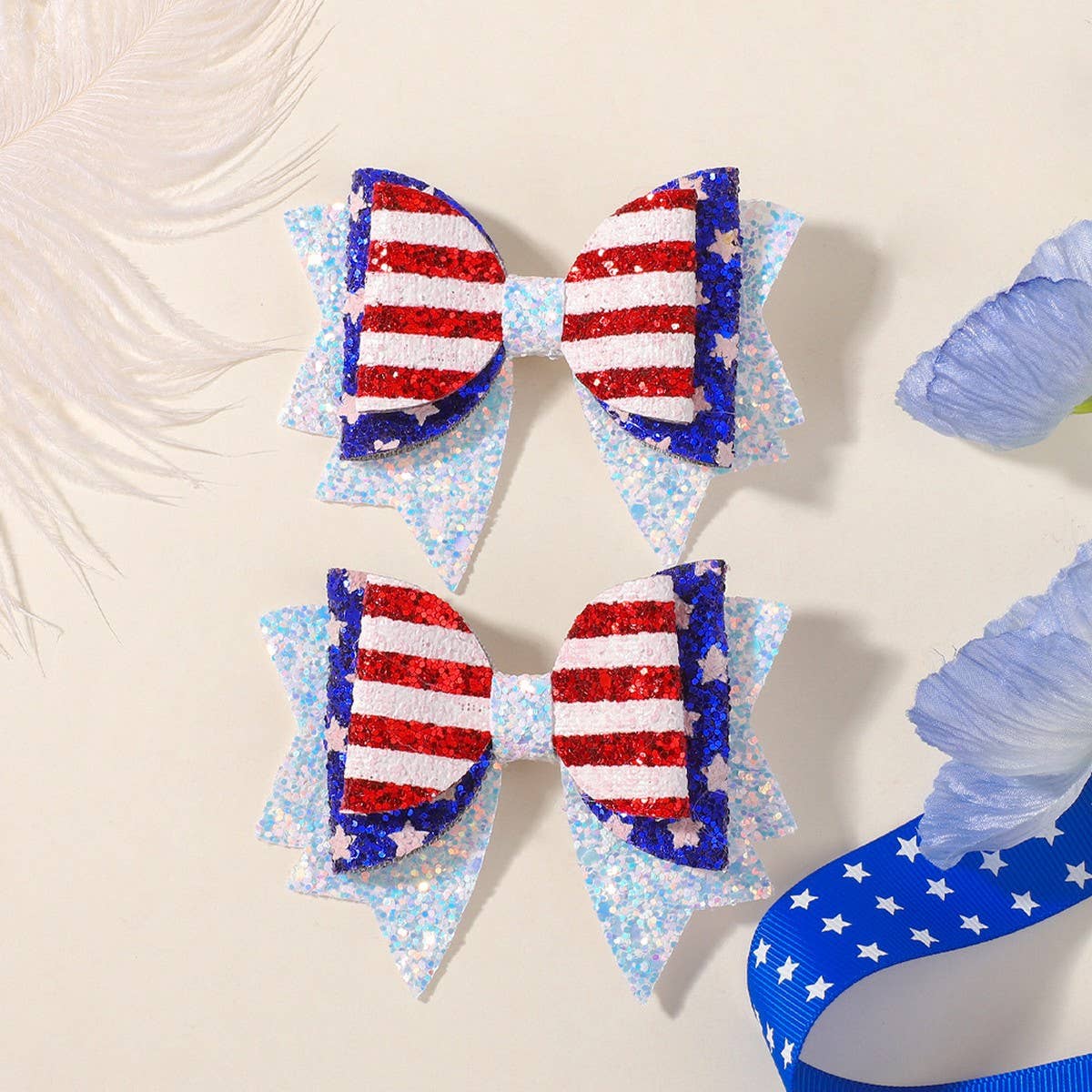 Kids Party Hair Clips with Stars and Bows