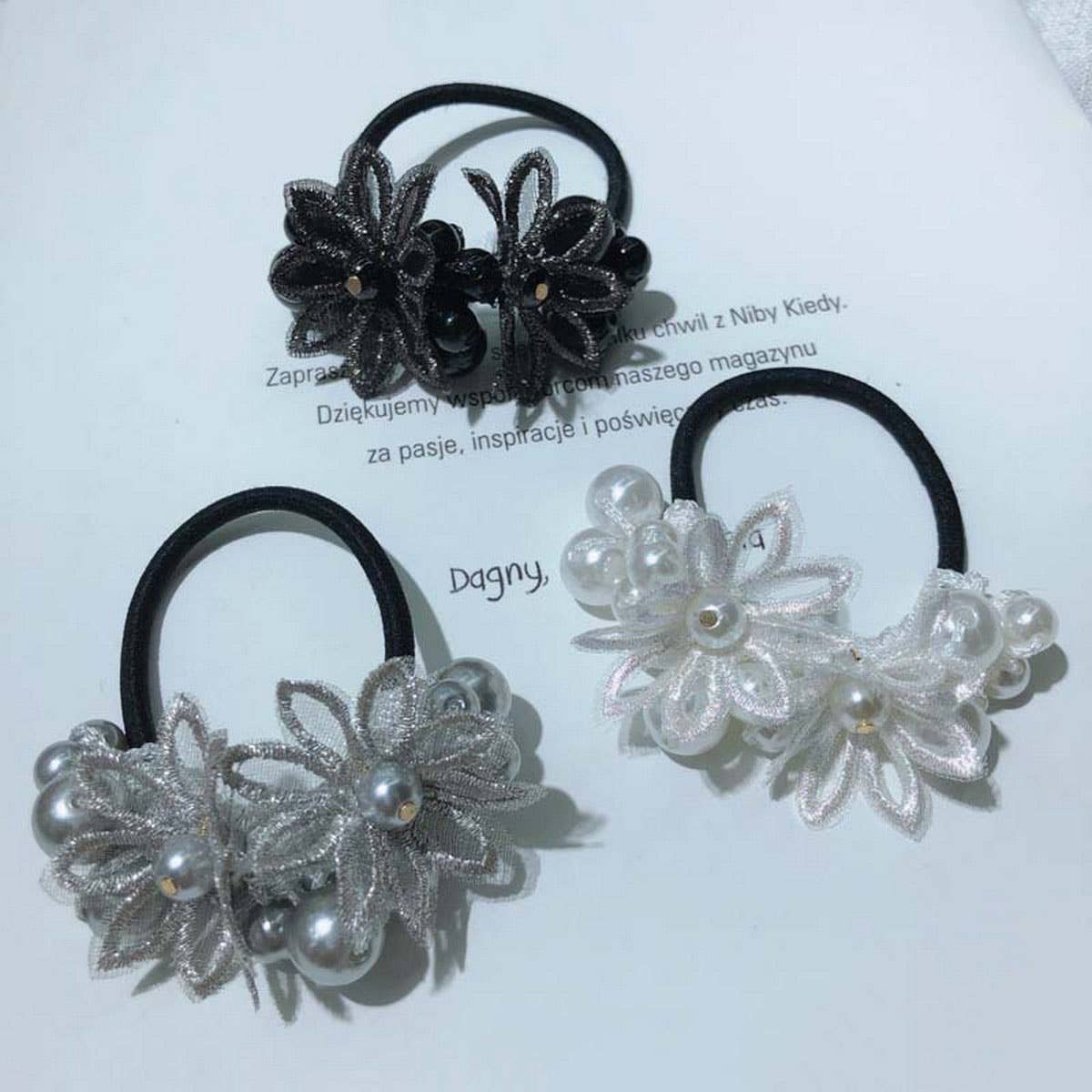 Cute Daisy Pearl Hair Tie Handmade Braided