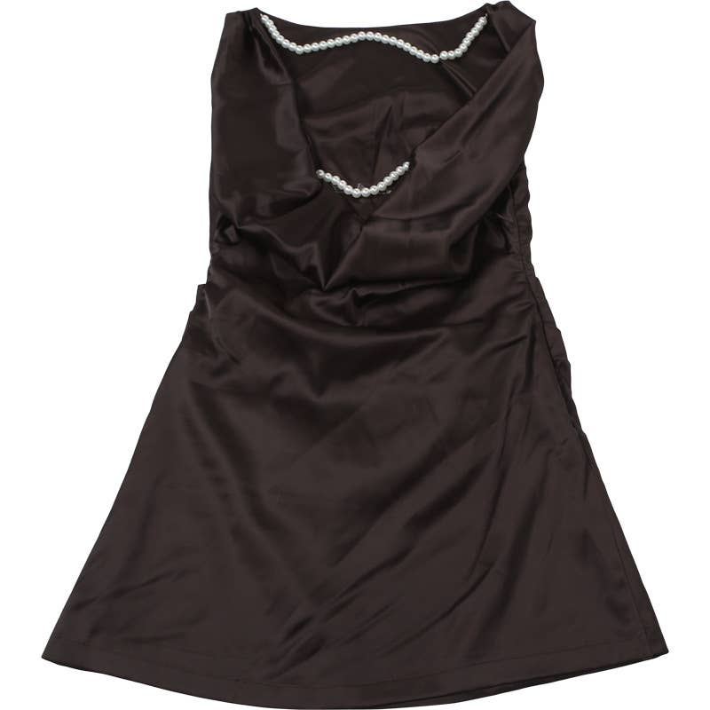 BACKLESS PEARL CHAIN SOLID COLOR DRESS HIP WRAP