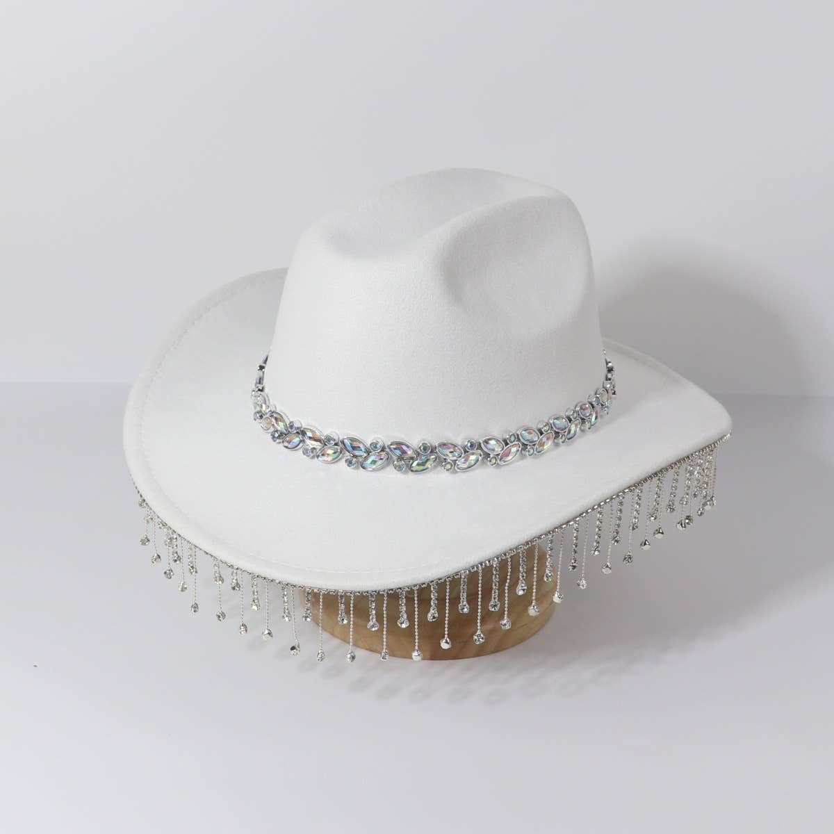 Western Rhinestone Pearl Fringe Cowboy Hat_CWAH3643