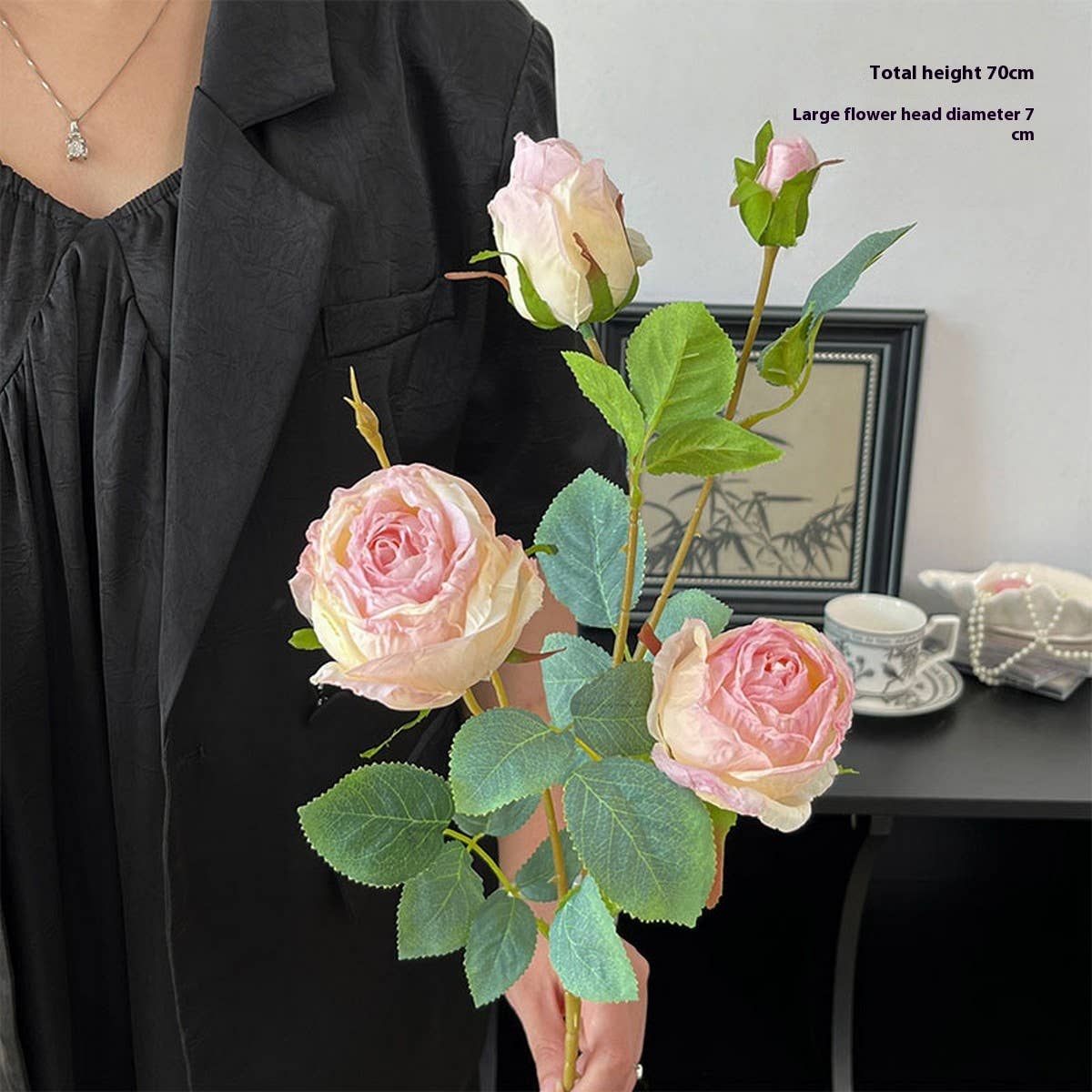 Single Stem 4-Head Country Style Burnt Edge Roses_CWMM6473