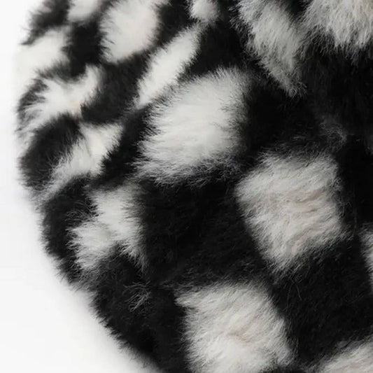 WINTER PLUSH PLAID BUCKET HAT OUTDOOR WARM_CWAH2172