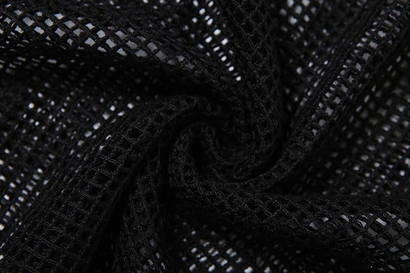 Sheer One Shoulder Mesh Long Sleeve Top