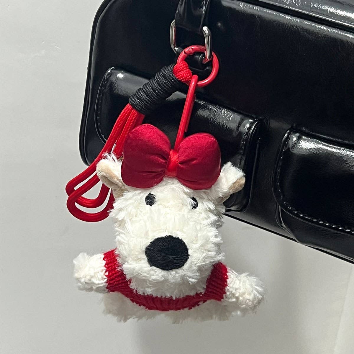 Westie Dog Plush Keychain with Messy Style