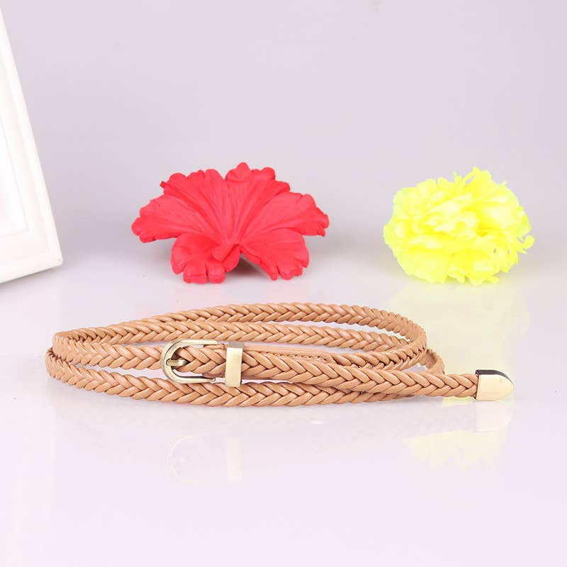 Hand-woven needle-buckle versatile waist belt
