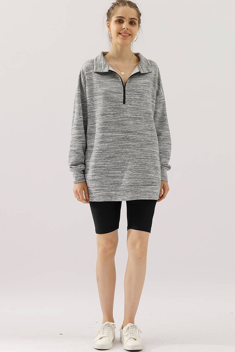 CWOHOL431_Zip Neck Lightweight Pullover Sweatshirt