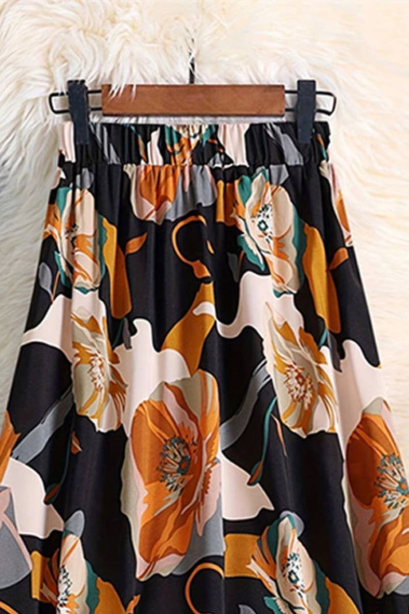 CWBLS0439_SUMMER SLIGHTLY TRANSPARENT COMMUTER PRINTED SKIRT