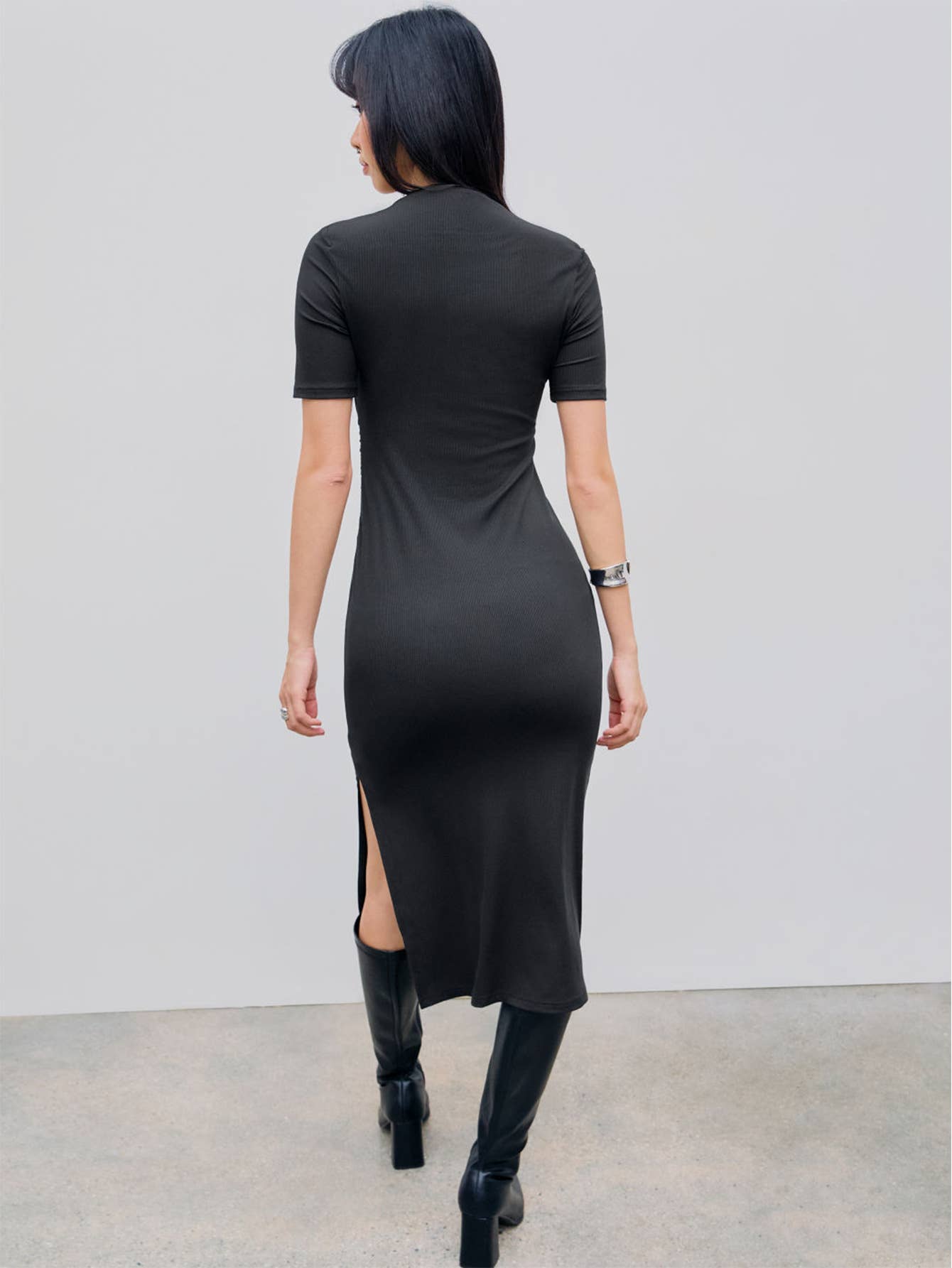 WAIST SLIMMING DESIGN SIDE SLIT HIP WRAP SKIRT