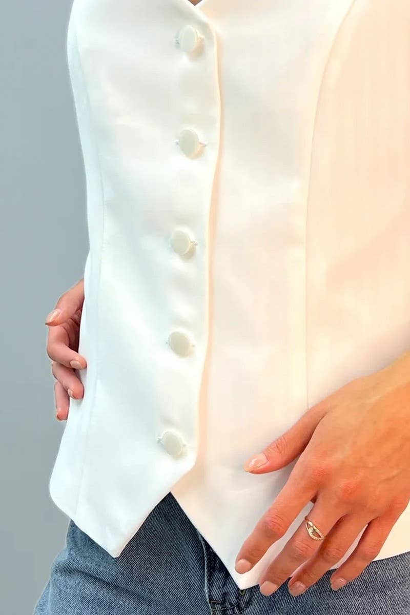 CWOJA00799_2025 WOMEN V NECK SLEEVELESS CARDIGAN VEST TOP