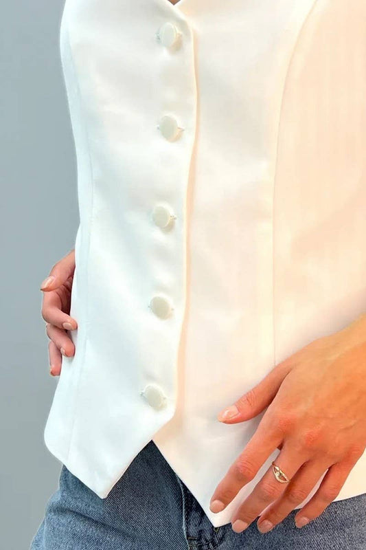 CWOJA00799_2025 WOMEN V NECK SLEEVELESS CARDIGAN VEST TOP