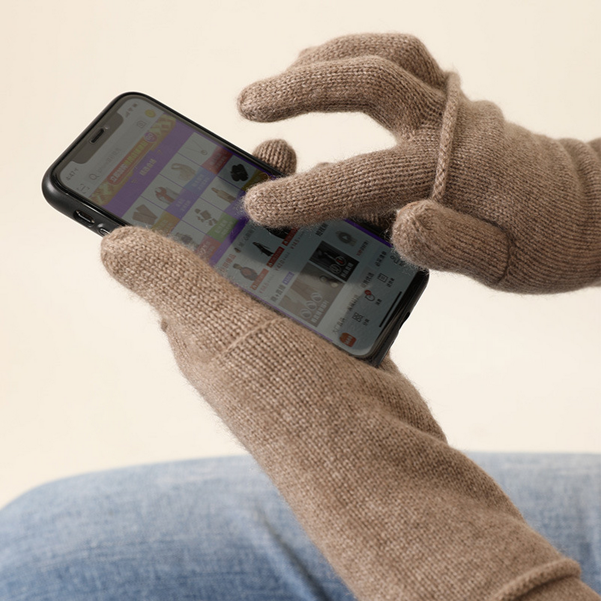 2-in-1 Cashmere Gloves ??Full Finger Touchscreen_CWAG0530