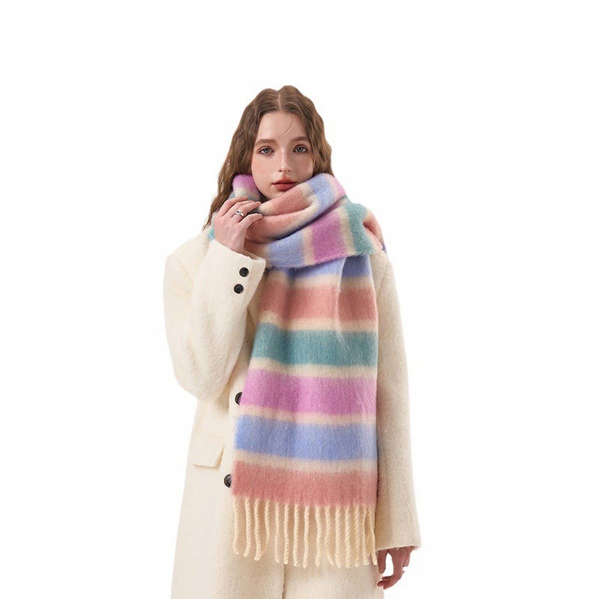 Color Stripe Scarf ? Soft Winter Wrap for Couples