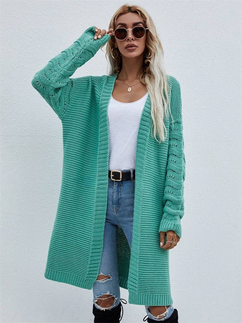 CWOCAL374 Casual Open Front Long Cardigan Sweater