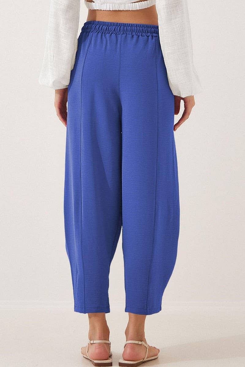 CWBLP1851_HIGH WAIST LOOSE DRAWSTRING POCKET TROUSERS