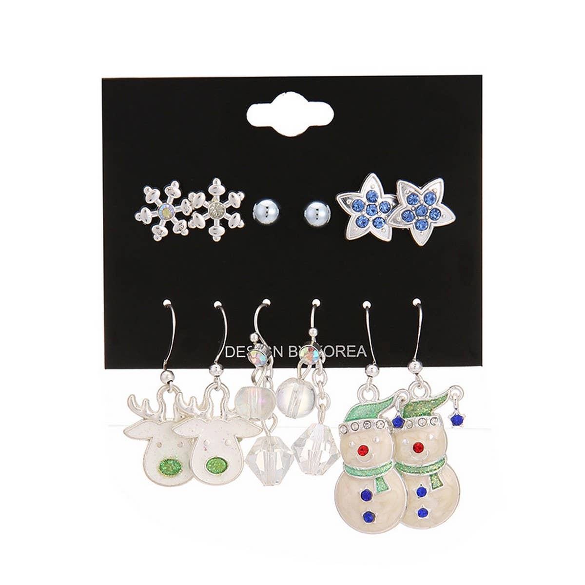 CHRISTMAS ALLOY EARRINGS AND PENDANT SET 6 PIECES