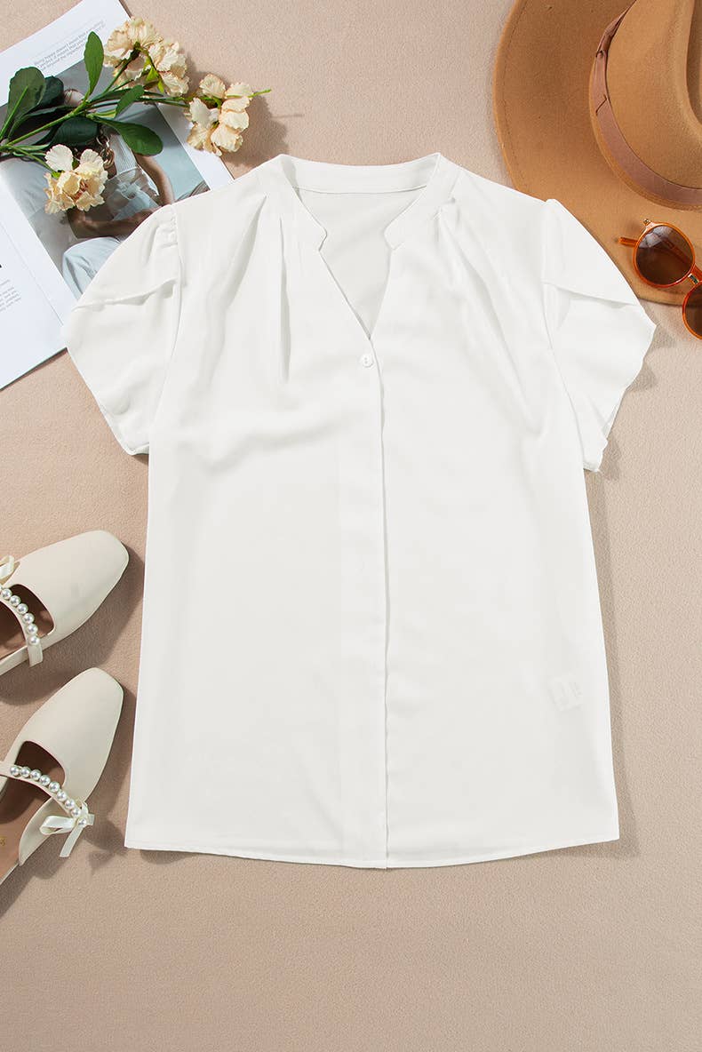 V-neck chiffon body-hugging solid color pullover