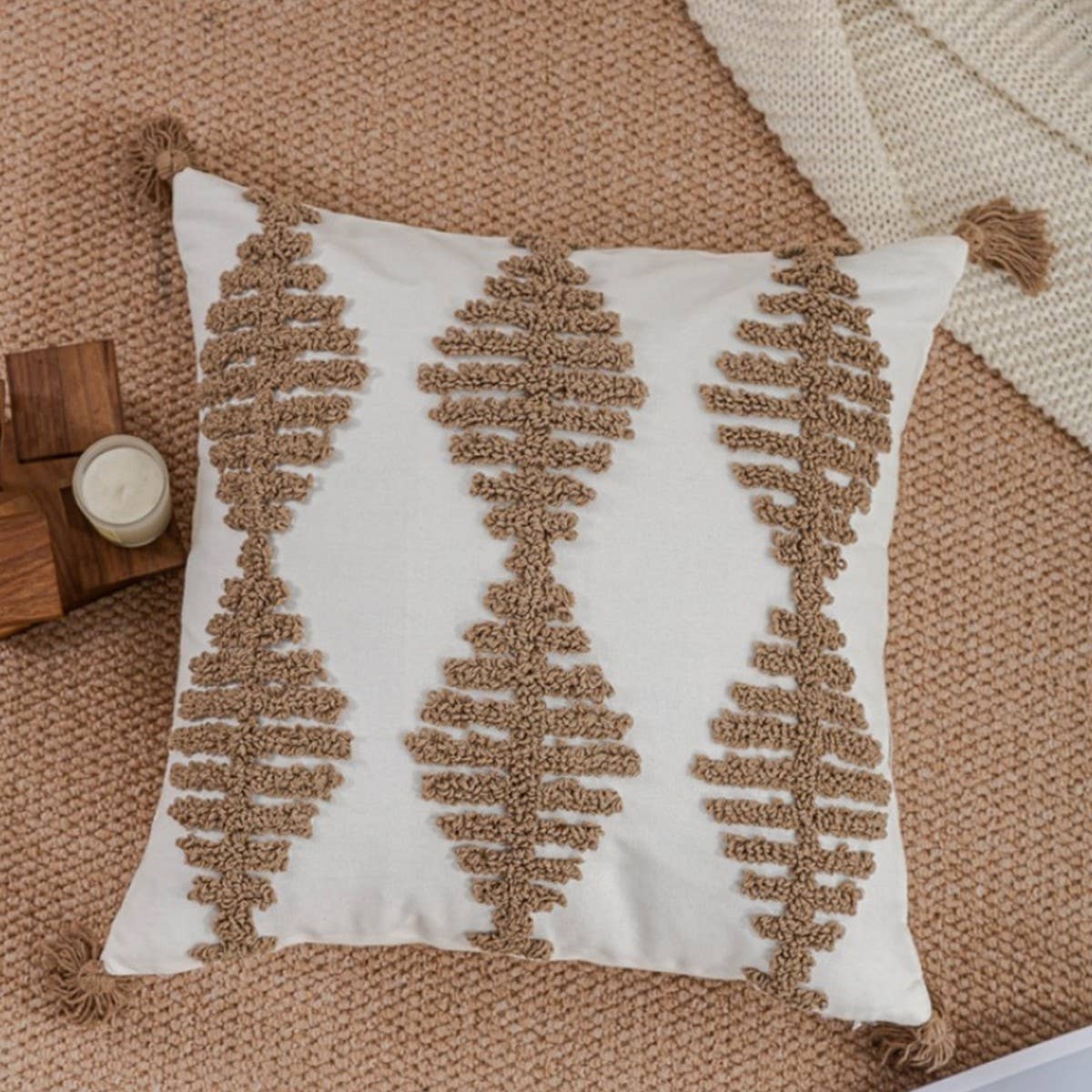 Boho Leaf Tufted Pillow Cover for Sofa Decor_CWMM7691
