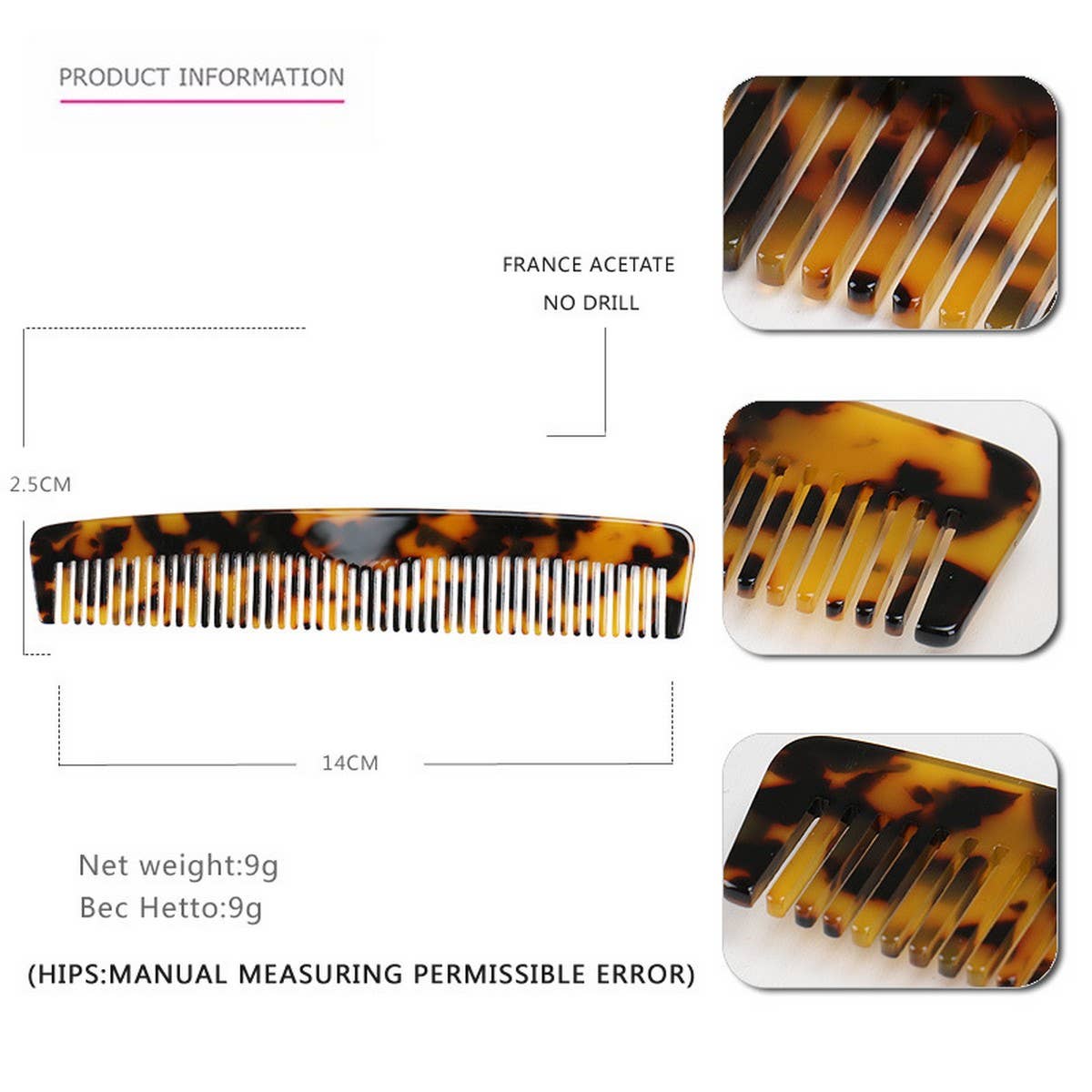 ACETATE SHEET HAIR COMB ANTI-STATIC COMB_CWAHA4196