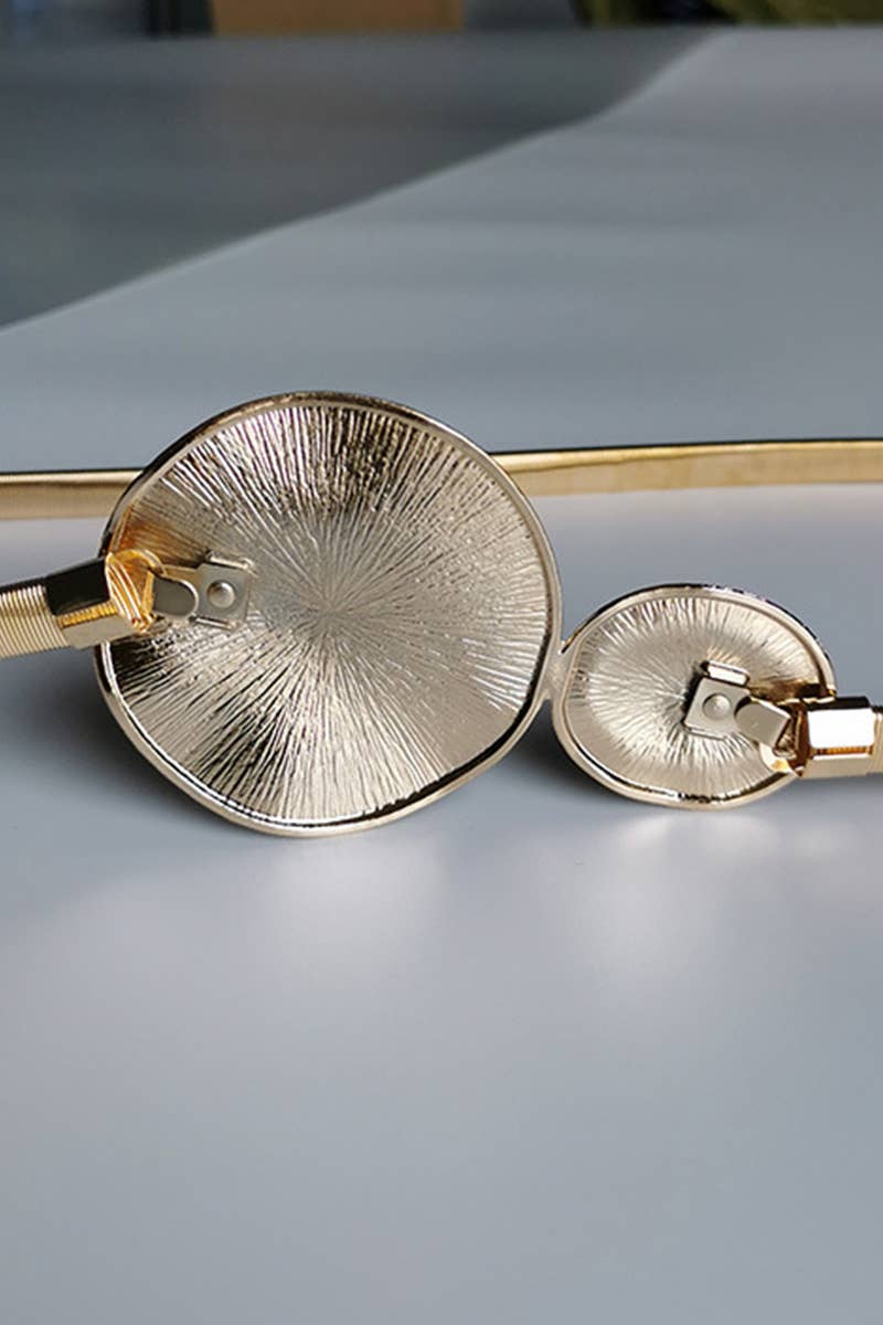 TEXTURED METAL ROUND BUCKLE BELT_CWABE0110