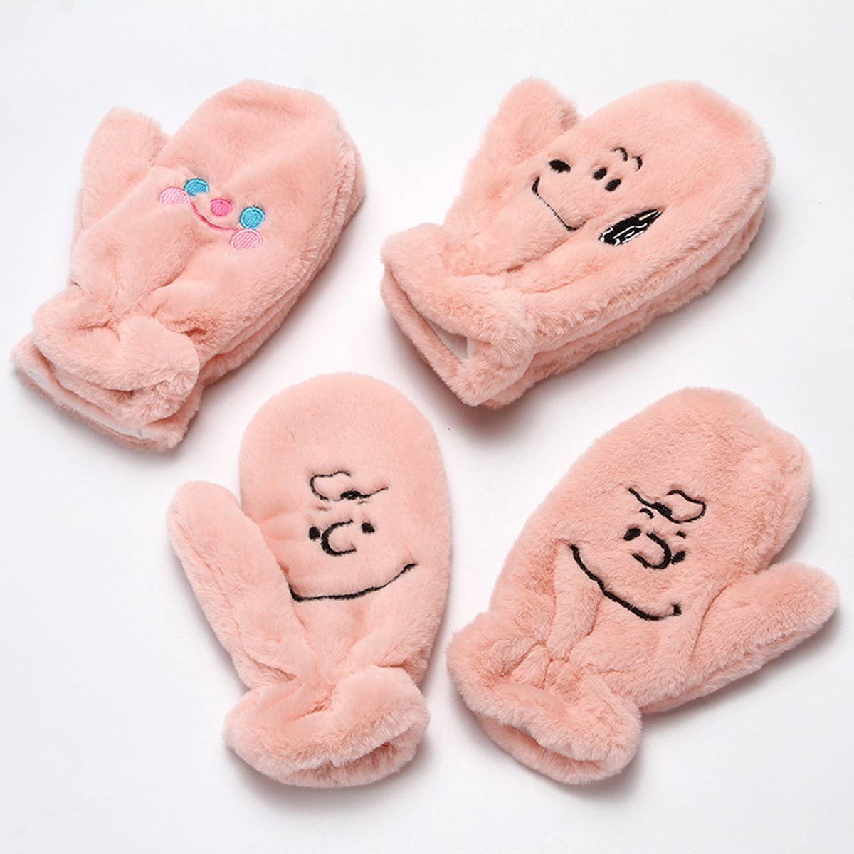 CARTOON WINTER THICK PLUSH HOOP NECK GLOVES_CWAG0272