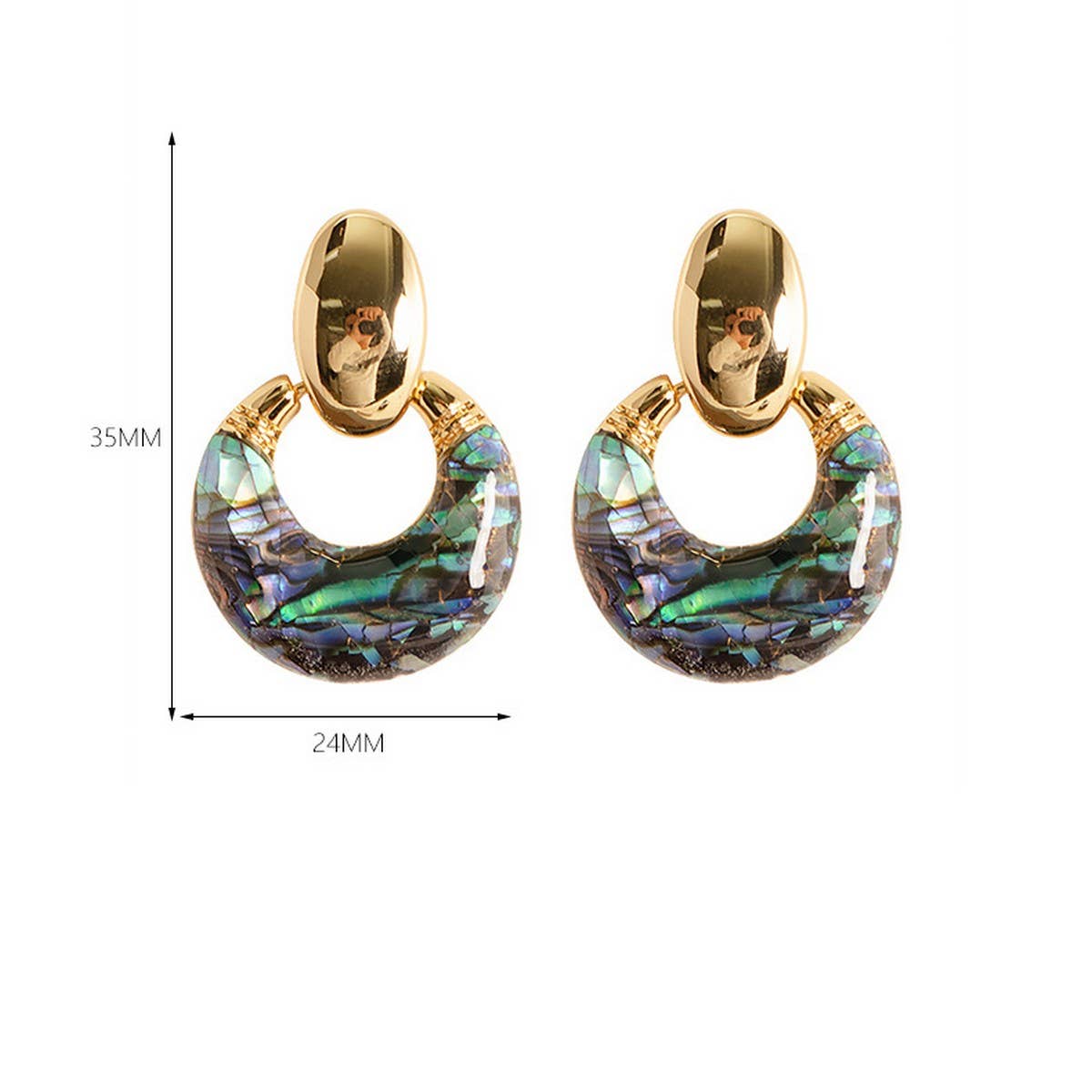 VINTAGE NATURAL OVAL BLACK SHELL EARRINGS