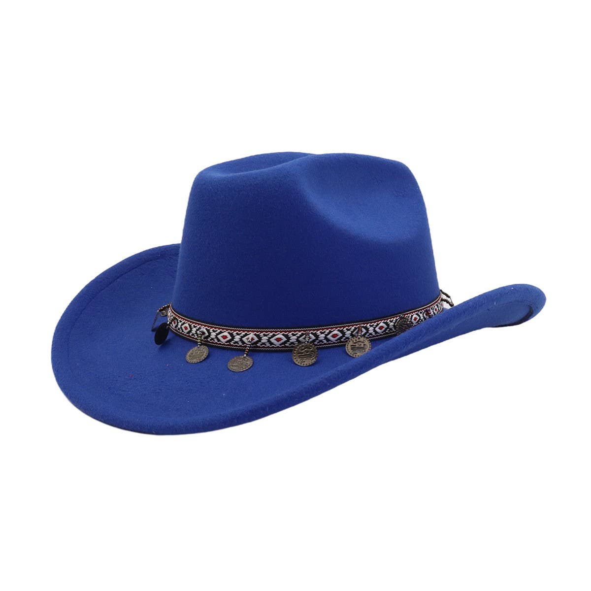 New Western Ethnic Wool Cowboy Fedora Hat_CWAH04467